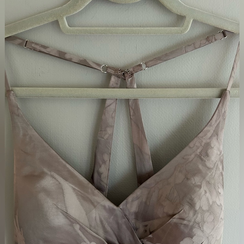 NWT AZAZIE Gabrielle Taupe Satin Jacquard Maxi Dress Formal Bridesmaid Prom Sz 8 - Picture 7 of 12